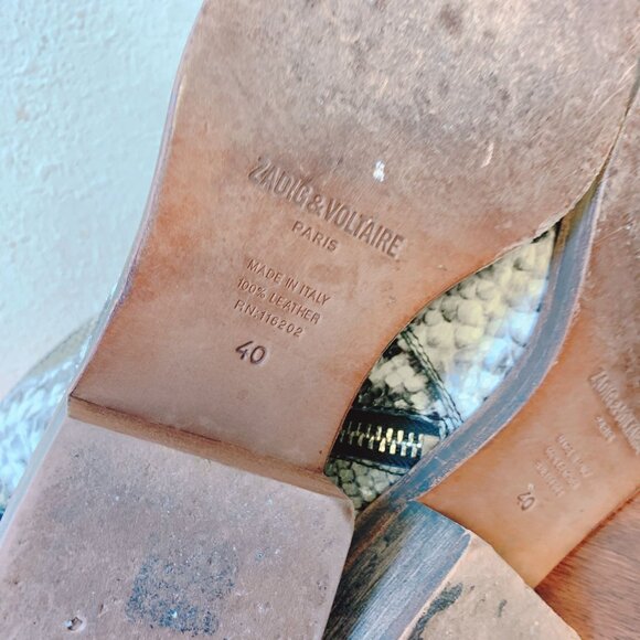 Zadig & Voltaire Studded Snakeskin Leather Ankle Boots With Side Zipper 9.5/40 - Picture 5 of 5